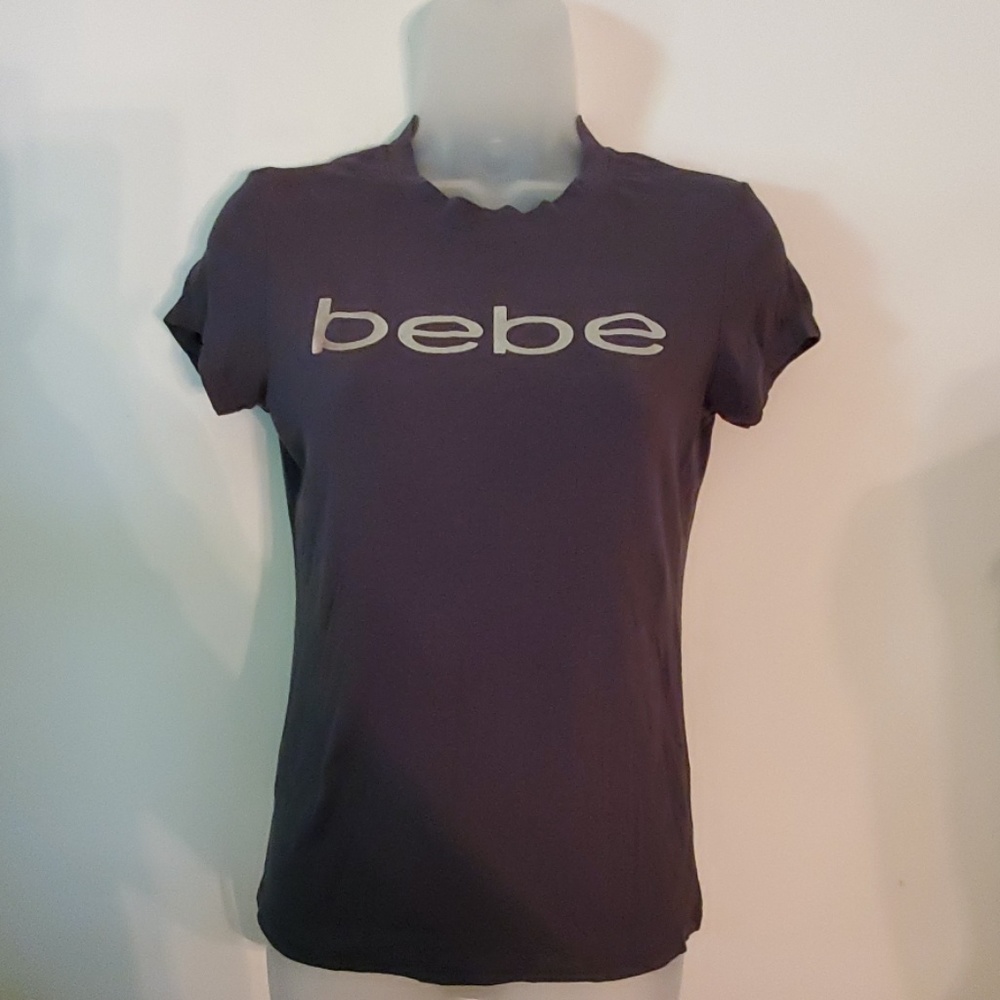 Bebe Grey Short Sleeve Tee Womens Large - Picture 1 of 2